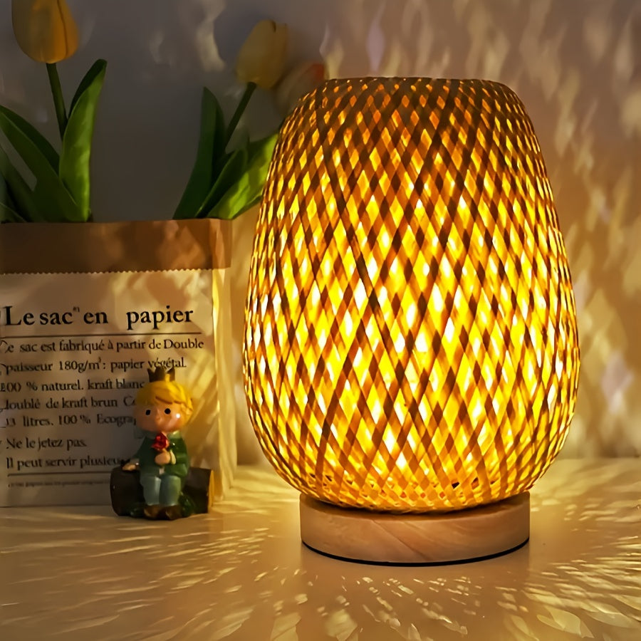 BohoLume: LED Nightstand Lamp Bamboo – Dimmable & Touch Control for Bedroom & Living Room