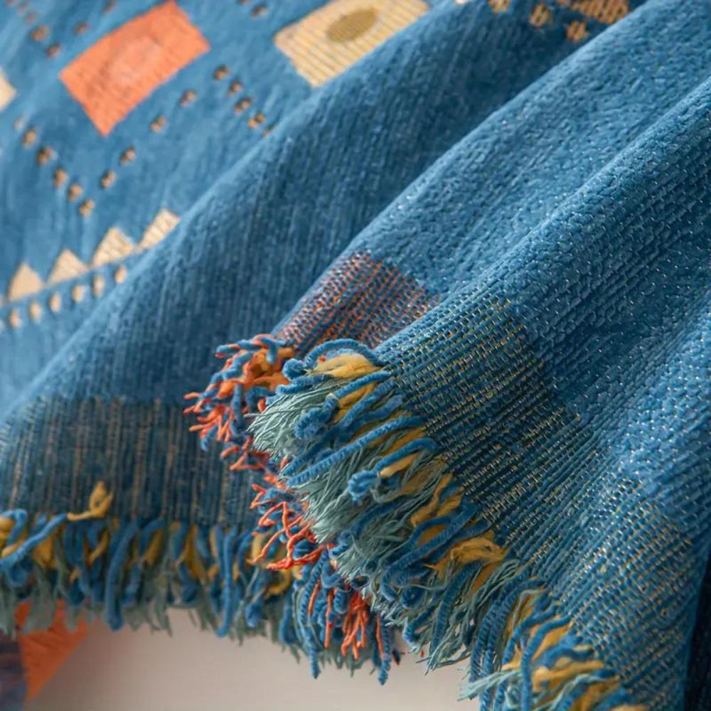 BohoLuxe: Boho Sofa Throw with Fringes – Stylish Sofa Cover for Living Room & Bedroom
