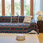 BohoNomad: Boho Sofa Throw with Geometric Pattern – Colorful Chenille Sofa Cover for Living Room