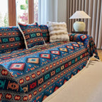 BohoNomad: Boho Sofa Throw with Geometric Pattern – Colorful Chenille Sofa Cover for Living Room