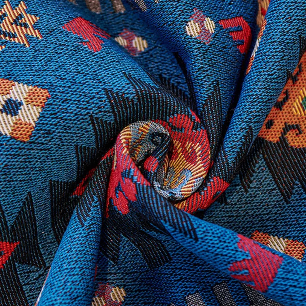 BohoNomad: Boho Sofa Throw with Geometric Pattern – Colorful Chenille Sofa Cover for Living Room