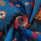 BohoNomad: Boho Sofa Throw with Geometric Pattern – Colorful Chenille Sofa Cover for Living Room