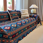 BohoNomad: Boho Sofa Throw with Geometric Pattern – Colorful Chenille Sofa Cover for Living Room