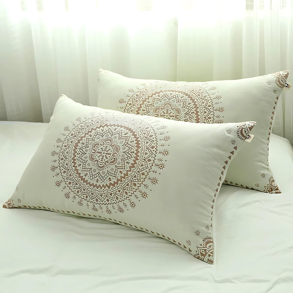 BohoSonne: Cushion Cover with Mandala Print – Soft & Durable for Living Areas (Set of 2)