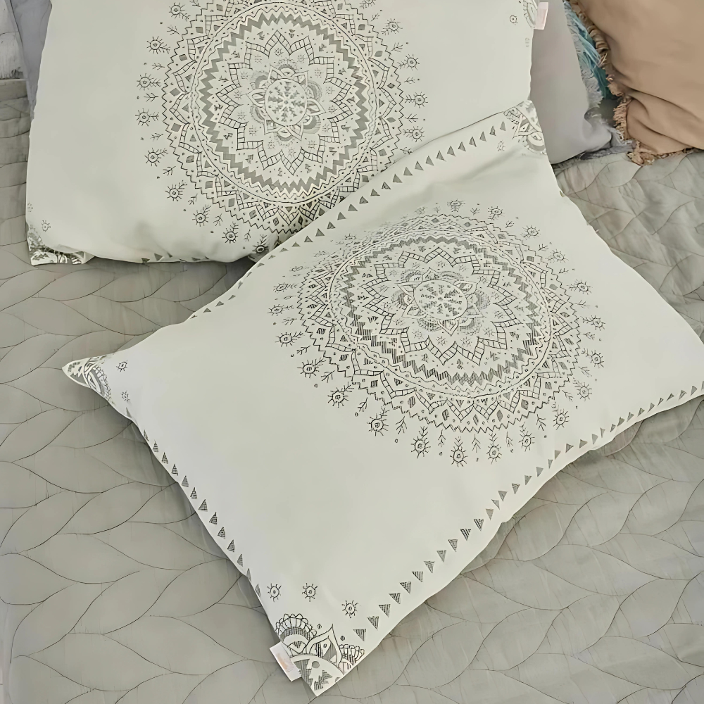 BohoSonne: Cushion Cover with Mandala Print – Soft & Durable for Living Areas (Set of 2)
