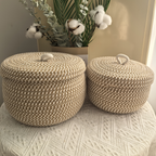 Mirellia – Round Bohemian Storage Basket With Lid