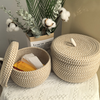 Mirellia – Round Bohemian Storage Basket With Lid