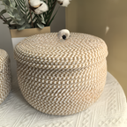 Mirellia – Round Bohemian Storage Basket With Lid