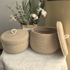 Mirellia – Round Bohemian Storage Basket With Lid