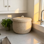 Mirellia – Round Bohemian Storage Basket With Lid