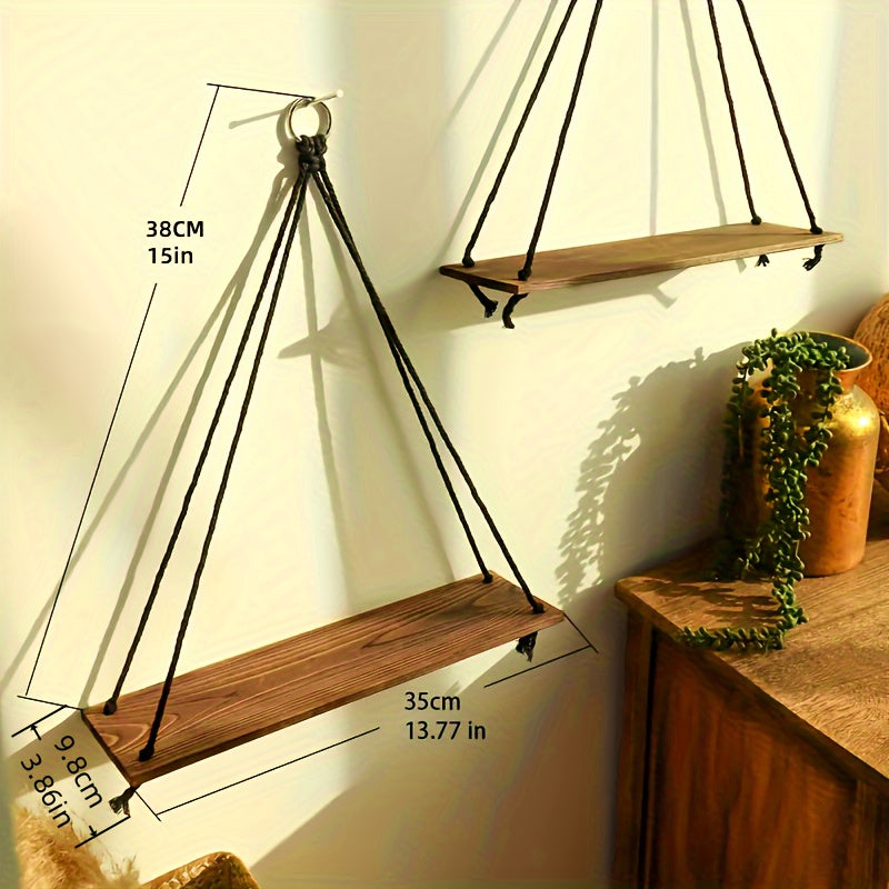 BohoSwing: Wooden Wall Shelves – Decorative, Rustic & Hanging in Vintage Style for Living Room & Bedroom