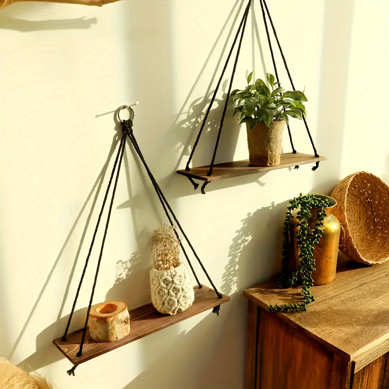 BohoSwing: Wooden Wall Shelves – Decorative, Rustic & Hanging in Vintage Style for Living Room & Bedroom