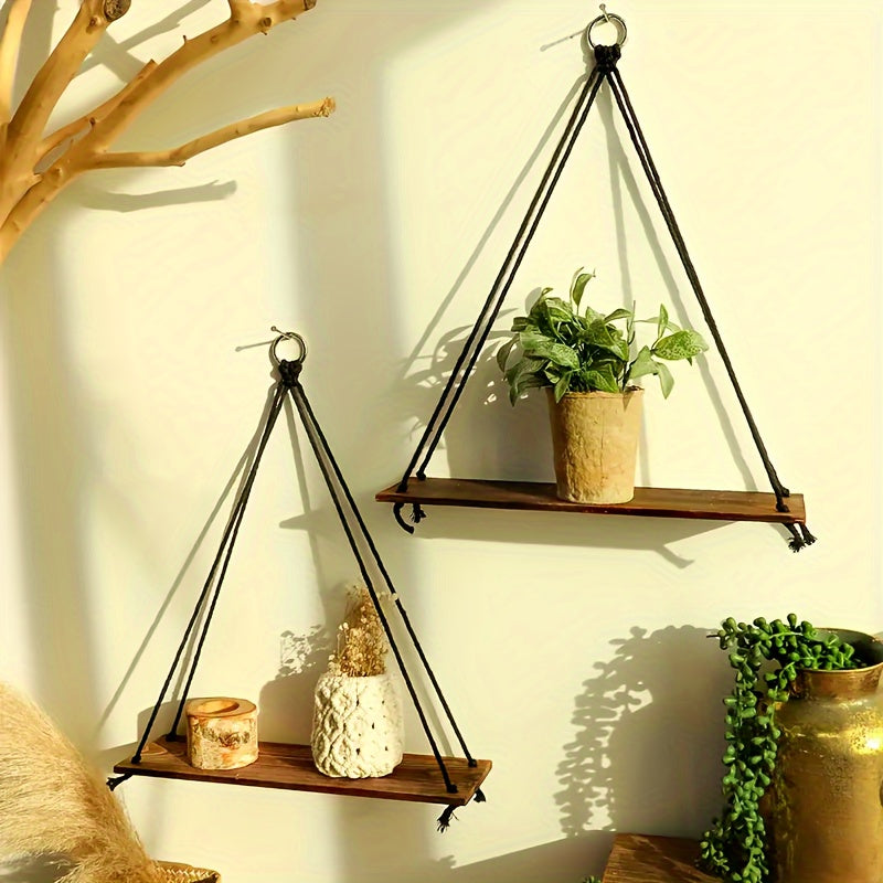 BohoSwing: Wooden Wall Shelves – Decorative, Rustic & Hanging in Vintage Style for Living Room & Bedroom