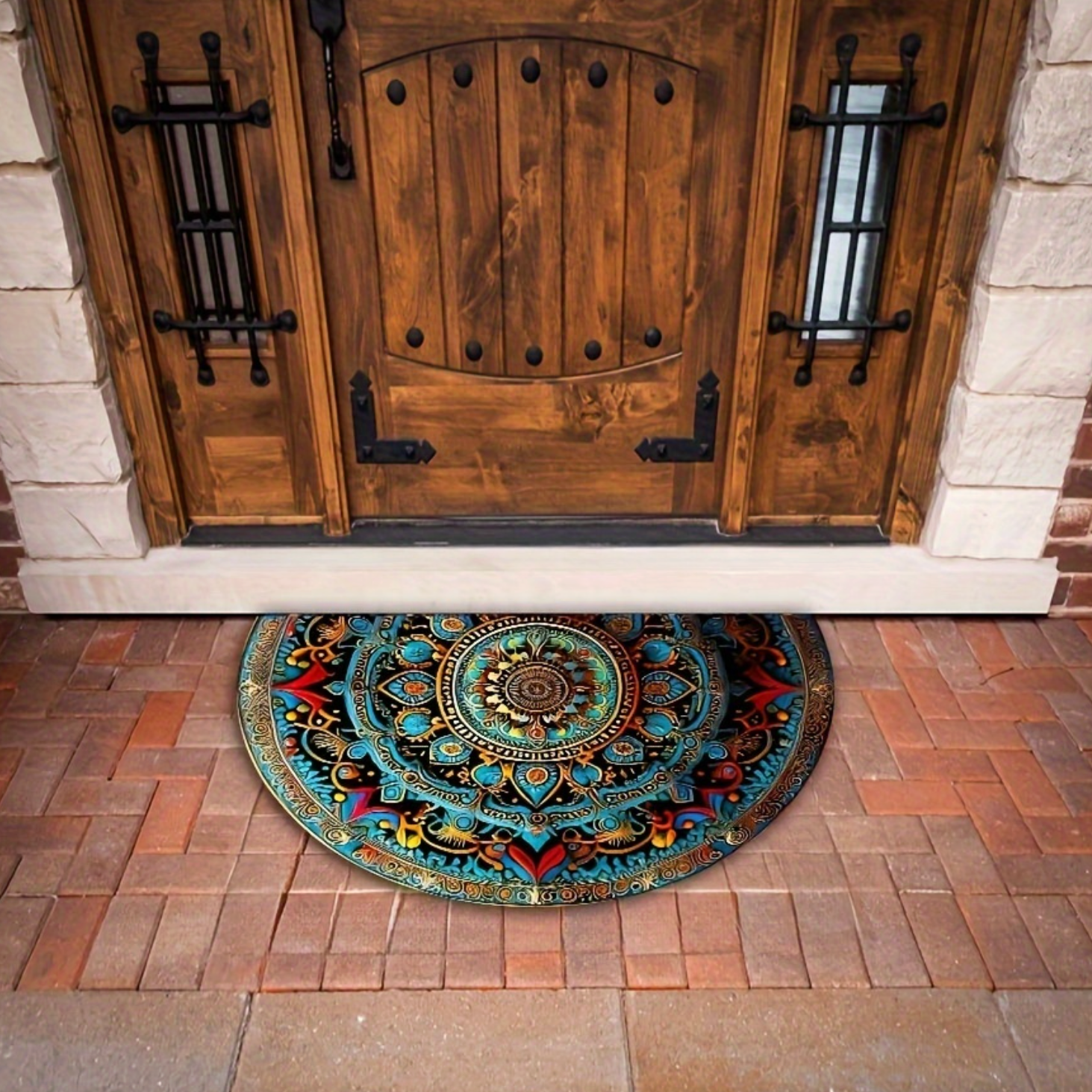 Entry Mat Bohemian Design Print Non Slip Backing