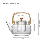 Seravine – Glass Teapot 900ml of Borosilicate Glass with Bamboo Handle and Tea Strainer
