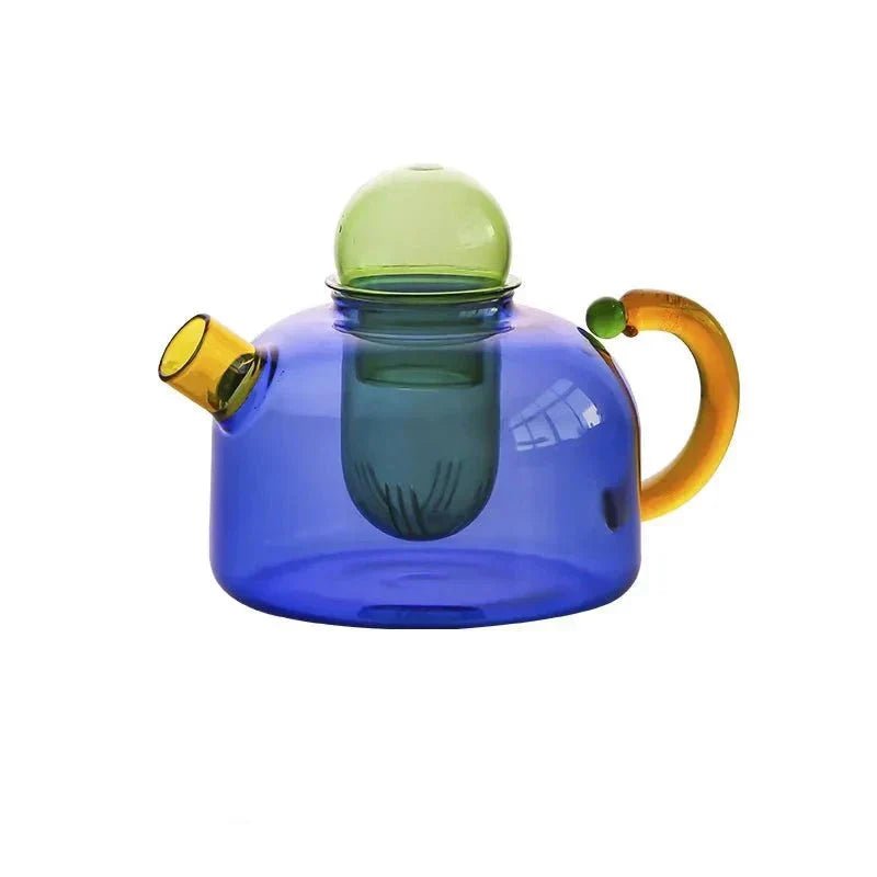 Glass Teapot and Cup Set Borosilicate Glass Built In Infuser Transparent Design