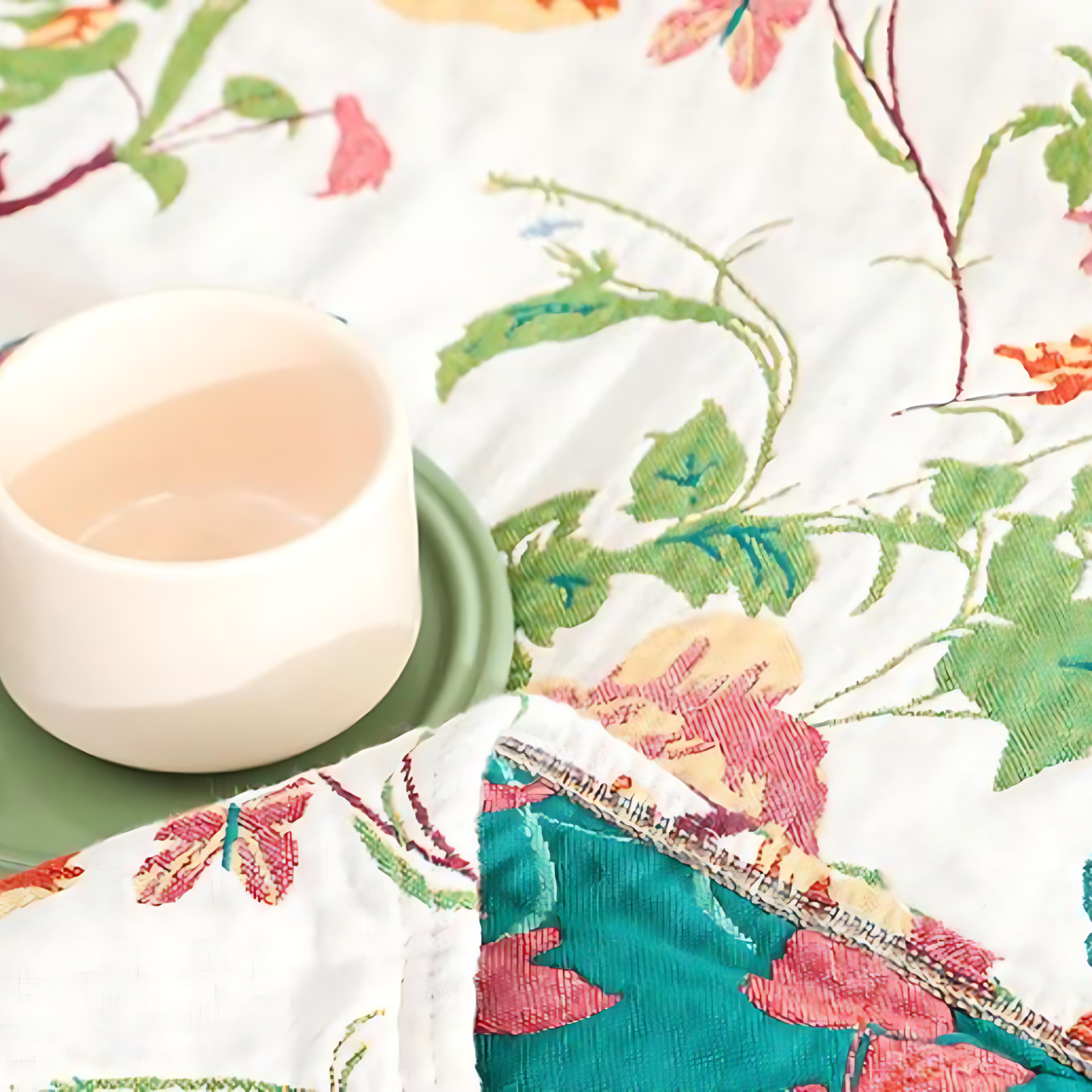 Botanical Bluebird: Reversible Cotton Blanket with Floral & Bird Motif – for Bedroom & Living Room