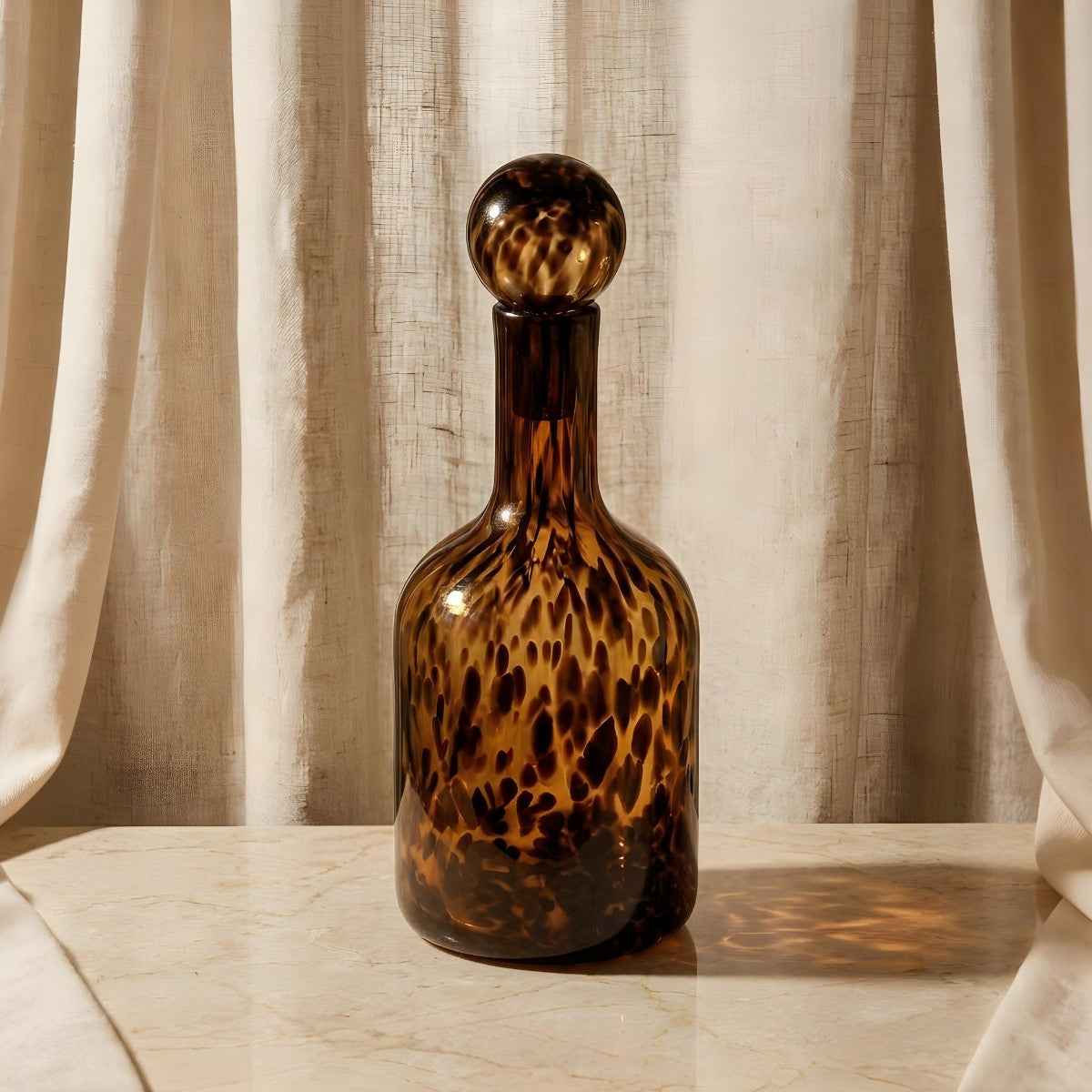 Bela Decorative Glass Decanter | Hand-Blown, 36 cm Tall