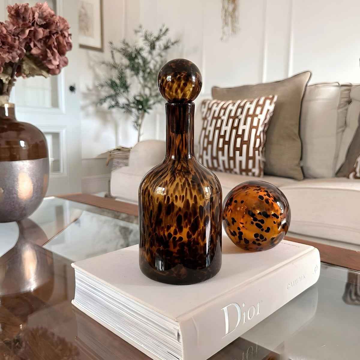 Bela Decorative Glass Decanter | Hand-Blown, 36 cm Tall