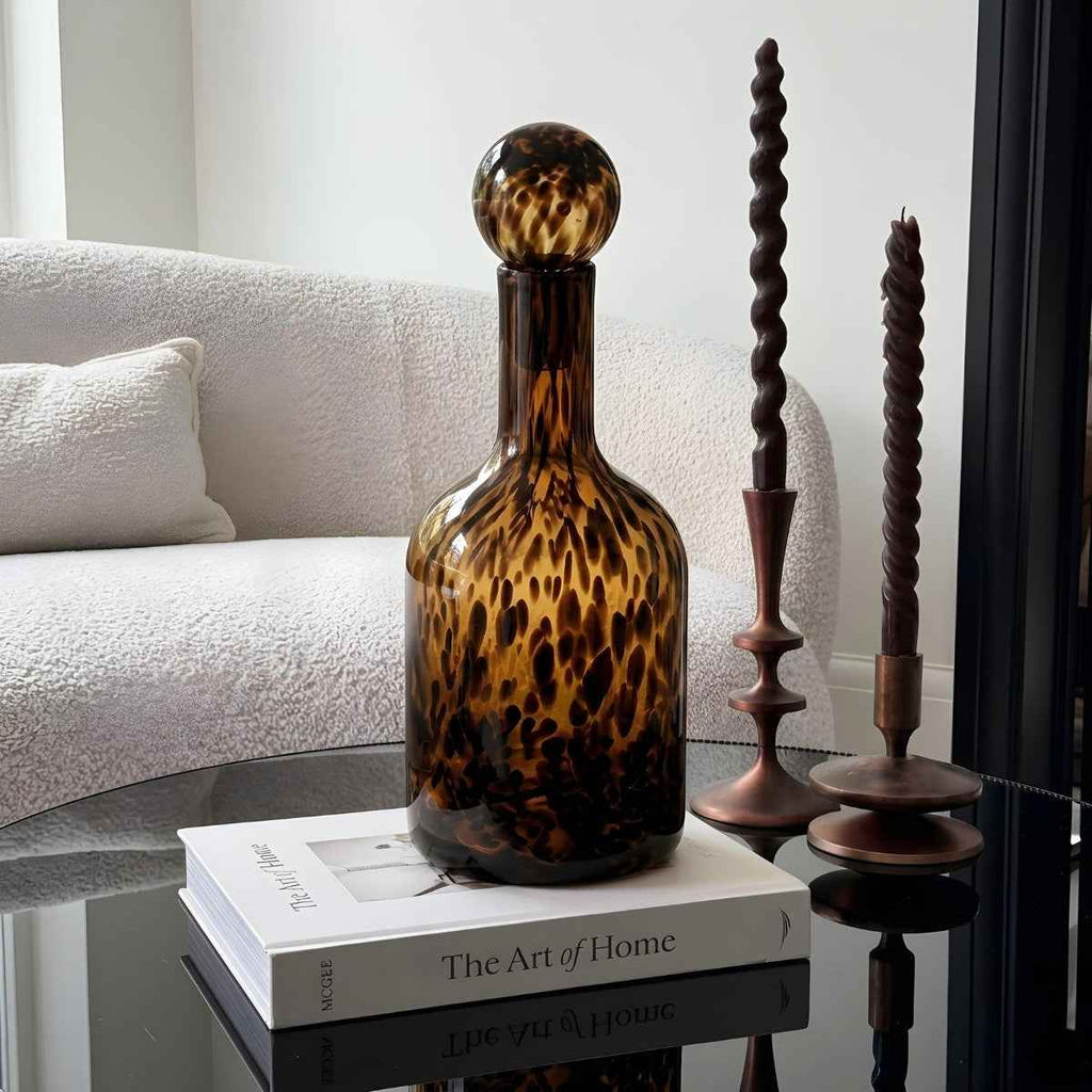 Bela Decorative Glass Decanter | Hand-Blown, 36 cm Tall