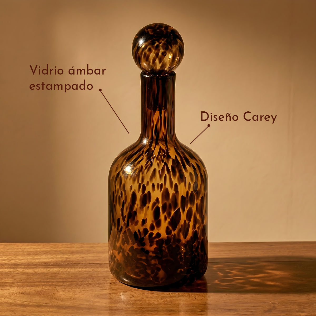 Bela Decorative Glass Decanter | Hand-Blown, 36 cm Tall