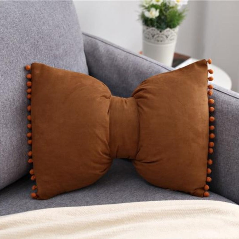 Bow Throw Pillow PP cotton Structured Shape Decorative Pillow