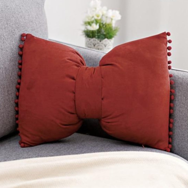 Bow Throw Pillow PP cotton Structured Shape Decorative Pillow