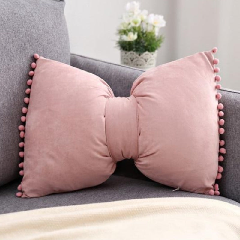 Bow Throw Pillow PP cotton Structured Shape Decorative Pillow