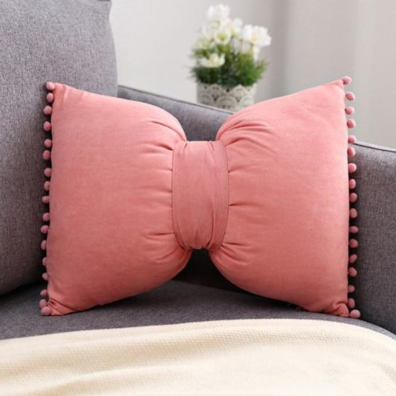 Bow Throw Pillow PP cotton Structured Shape Decorative Pillow