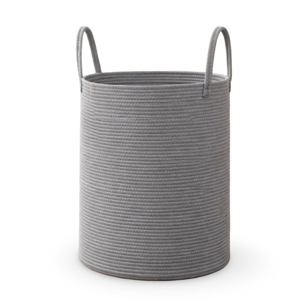 Braided Cotton Laundry Basket, 58L Capacity, Foldable Design, Dual Handles