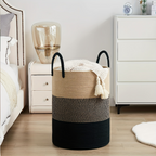 Braided Cotton Laundry Basket, 58L Capacity, Foldable Design, Dual Handles