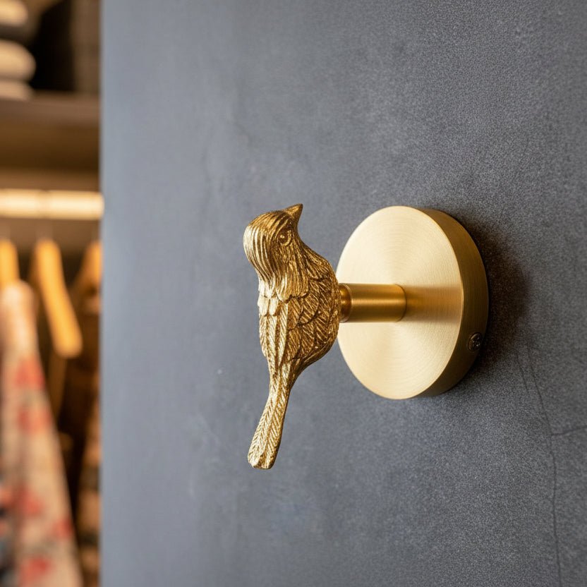 Coat Hook Wall Mounted Solid Copper Animal Head Gold Indoor Storage
