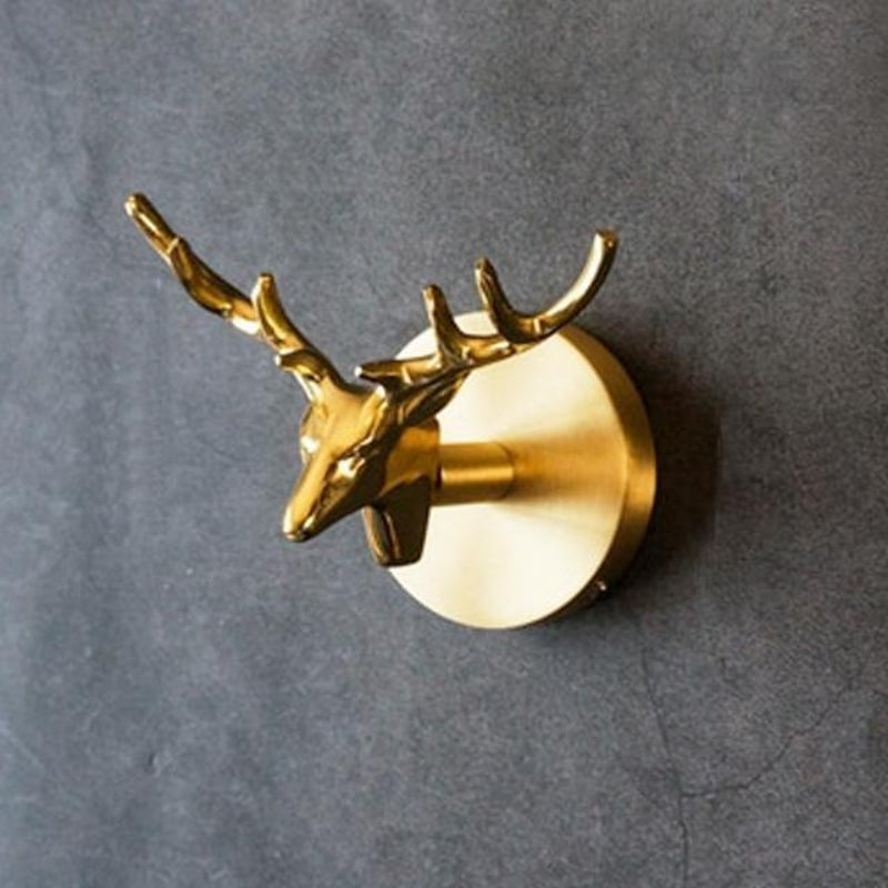 Coat Hook Wall Mounted Solid Copper Animal Head Gold Indoor Storage