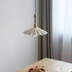 Brasséa: Pendant Light with Ribbed Ceramic Shade & Wooden Mounting – for Kitchen Island & Breakfast Area