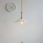 Brasséa: Pendant Light with Ribbed Ceramic Shade & Wooden Mounting – for Kitchen Island & Breakfast Area