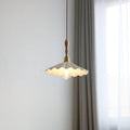 Brasséa: Pendant Light with Ribbed Ceramic Shade & Wooden Mounting – for Kitchen Island & Breakfast Area