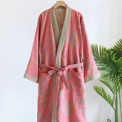 Breathable Cotton Waffle Bathrobe – Lightweight Retro-Inspired Mens Robe with Adjustable Waist and Pockets