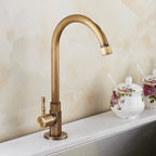 BronzeWelle: Retro Kitchen Faucet with Swan Neck – Antique Brass Design