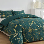 BronzoNacht: Stylish Duvet Cover Set – Breathable, Soft & Decorative with Bronze Accents in Marble Pattern