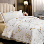 BronzoNacht: Stylish Duvet Cover Set – Breathable, Soft & Decorative with Bronze Accents in Marble Pattern