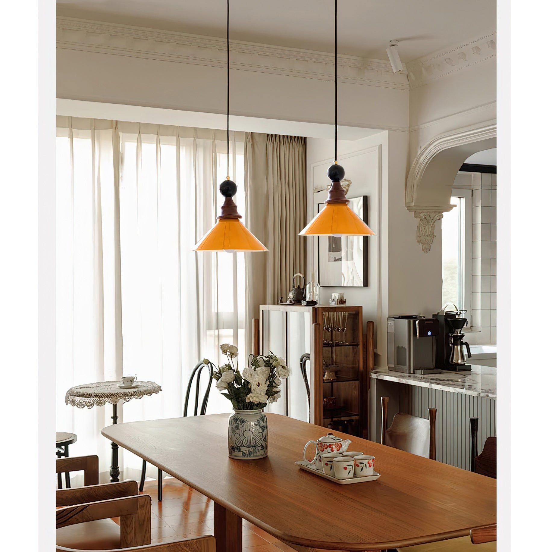 Brysonl Glass & Wood Farmhouse Pendant Lamp