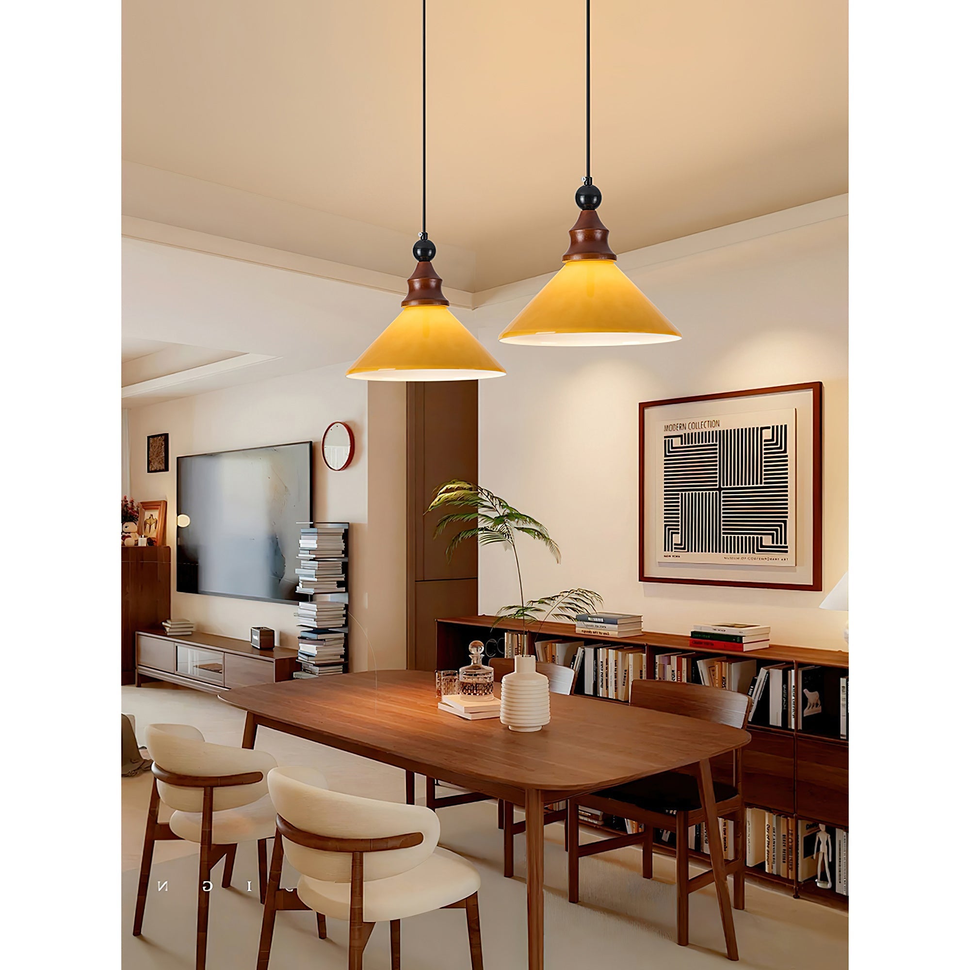 Brysonl Glass & Wood Farmhouse Pendant Lamp