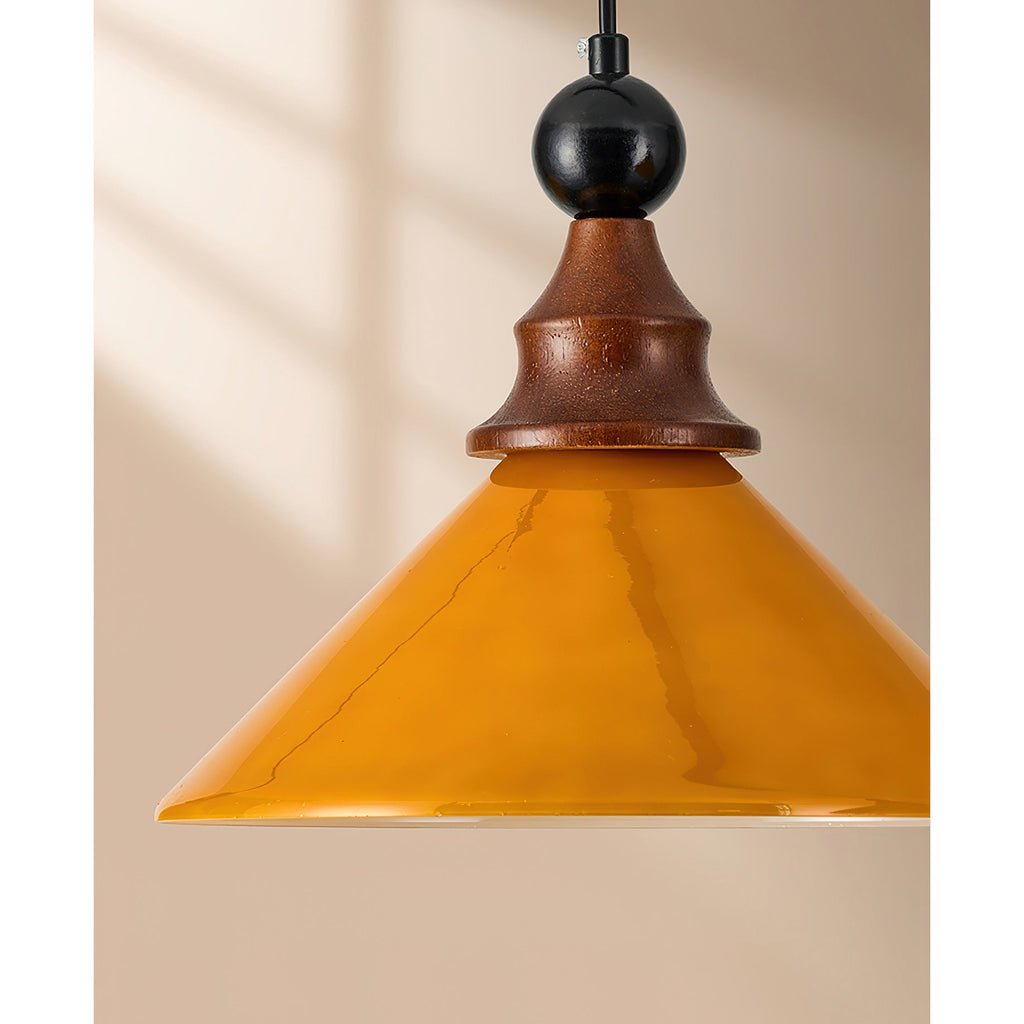 Brysonl Glass & Wood Farmhouse Pendant Lamp