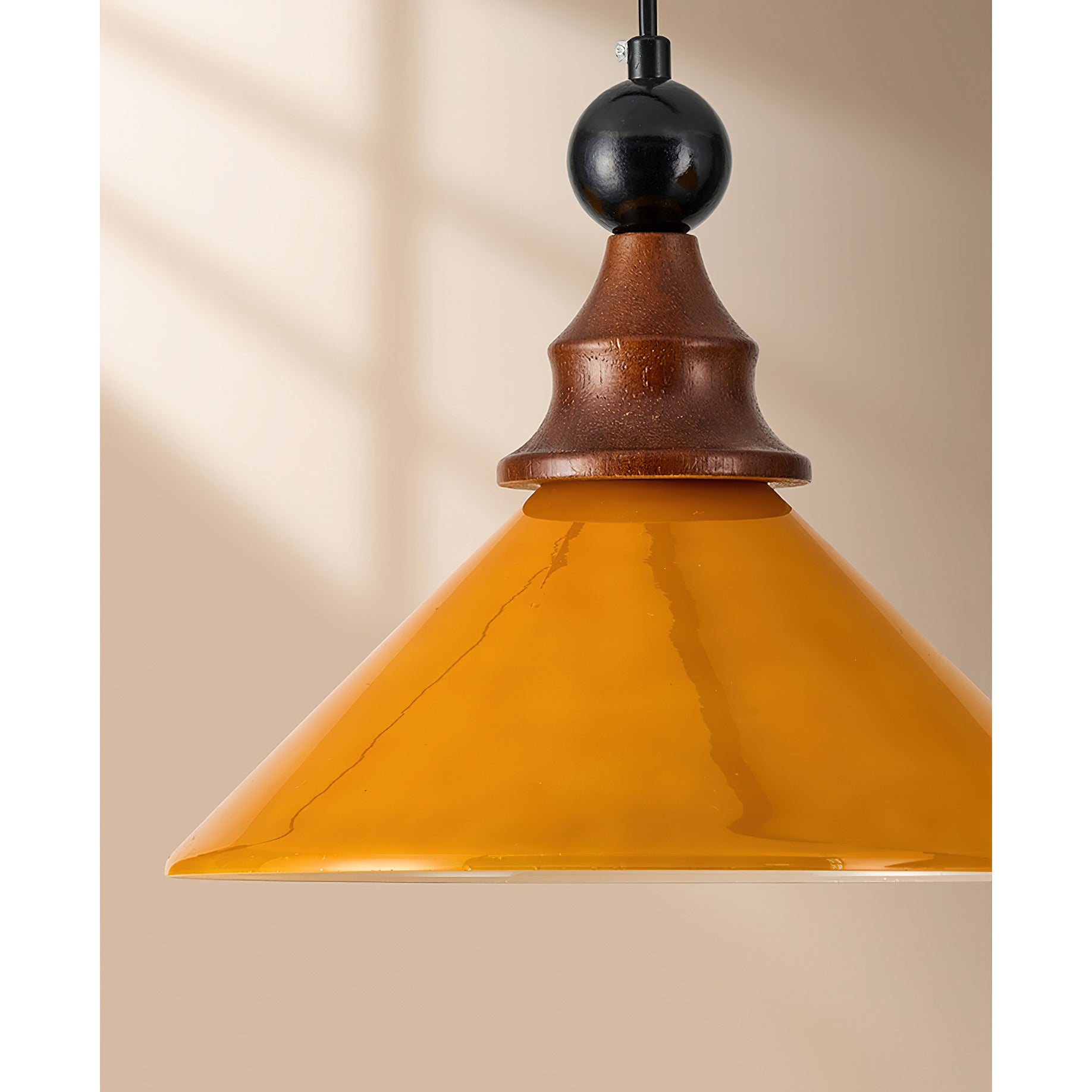 Brysonl Glass & Wood Farmhouse Pendant Lamp
