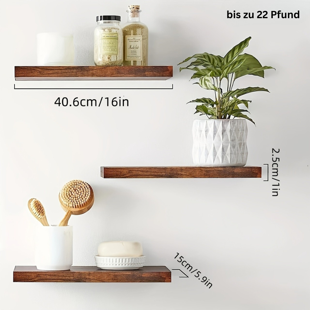 BooksLife: Wooden Wall Shelves – sturdy, easy-care & decorative with a floating look for bedroom & office