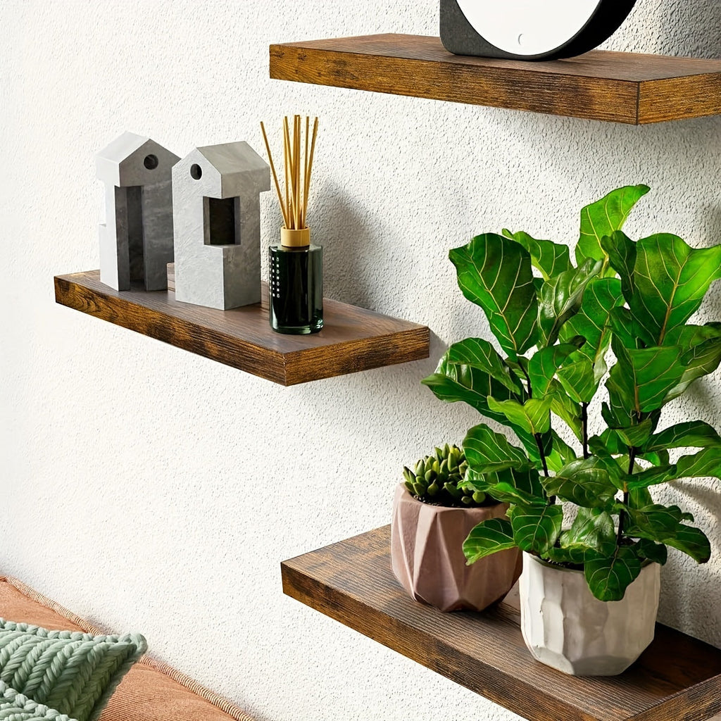 BooksLife: Wooden Wall Shelves – sturdy, easy-care & decorative with a floating look for bedroom & office