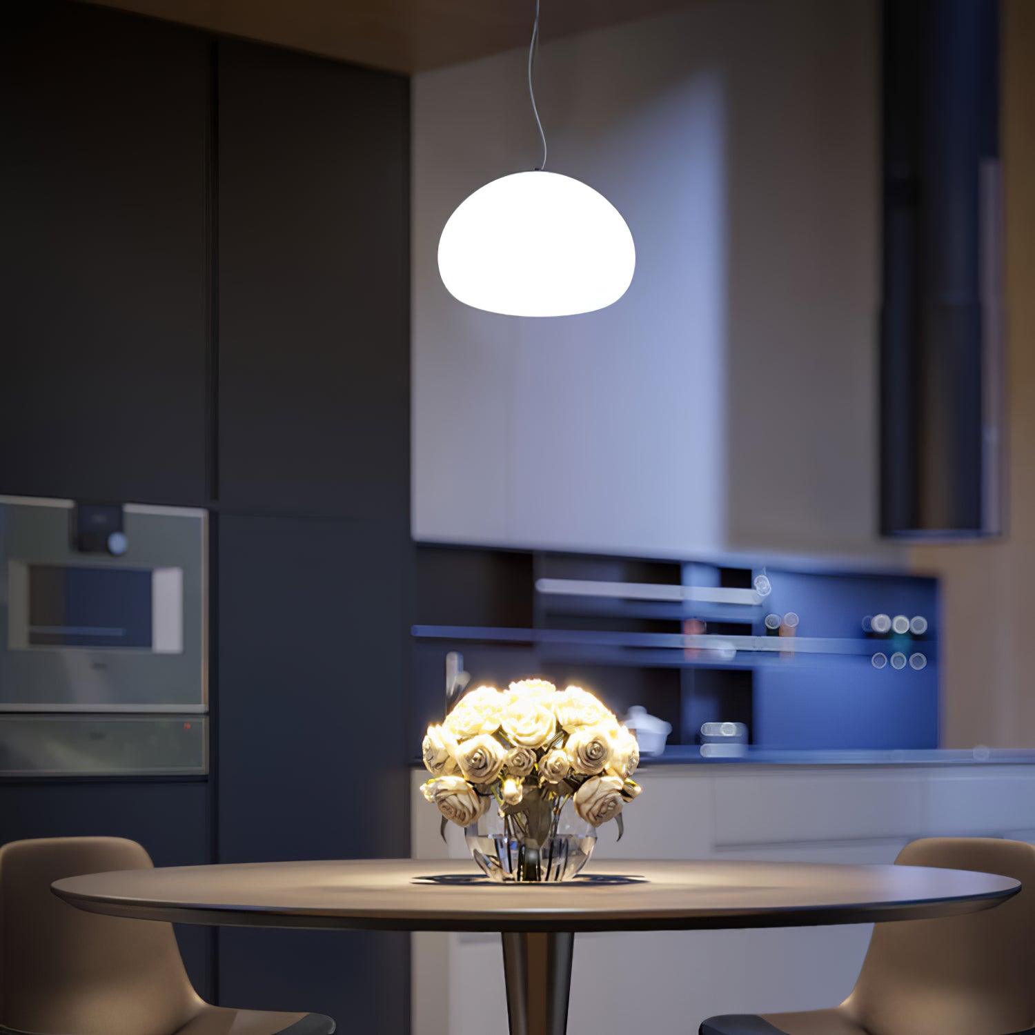 Bunelle: Pendant Light Made of Glass & Metal in a Soft Bun Shape – for Cozy Living Spaces