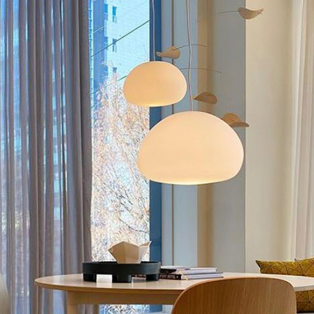 Bunelle: Pendant Light Made of Glass & Metal in a Soft Bun Shape – for Cozy Living Spaces