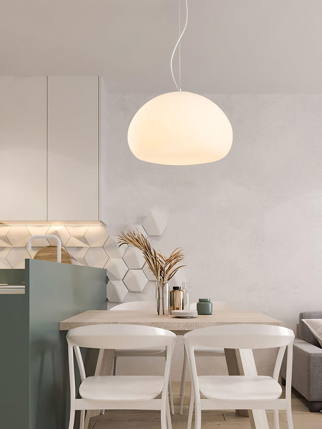 Bunelle: Pendant Light Made of Glass & Metal in a Soft Bun Shape – for Cozy Living Spaces