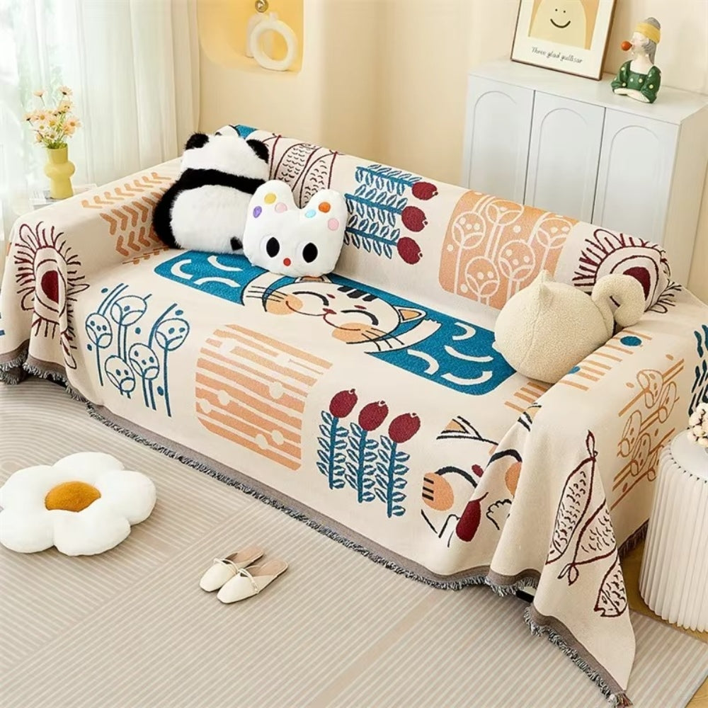 BuntWeb: Sofa Cover in Boho Design with Woven Texture & Easy-Care Quality – for Sofa & Living Room